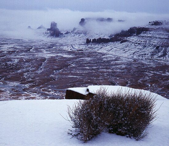 Overlooking Hite in Winter Storm.