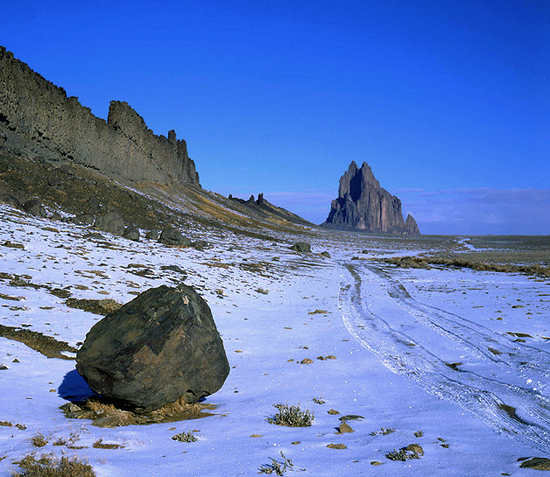 Shiprock in Winter.