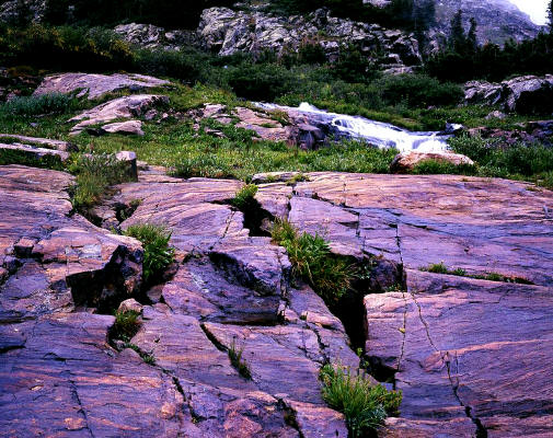 Granite slabs near outflow cascade from Lower Mohawk Lake