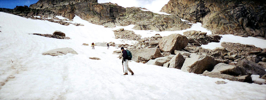 Snow below Stone Man Pass