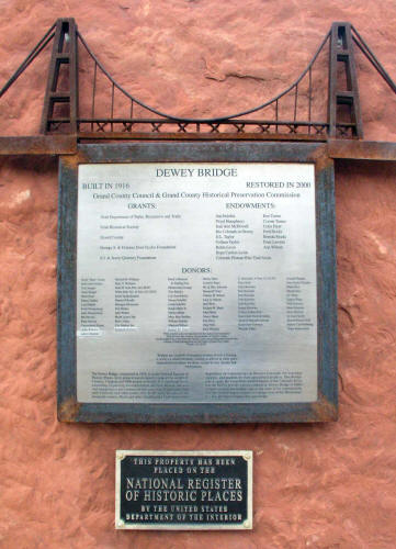 Dewey Bridge Dedication Plaque