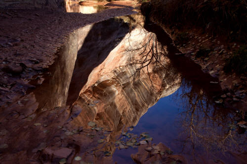 Shadow of Sipipau Bridge Reflected in creek